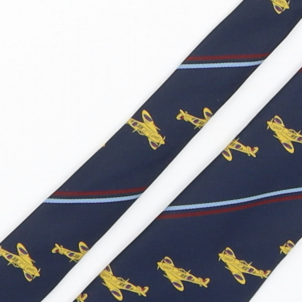 aviation  Mens Blue Striped Polyester Pointed Tie One Size - RAF