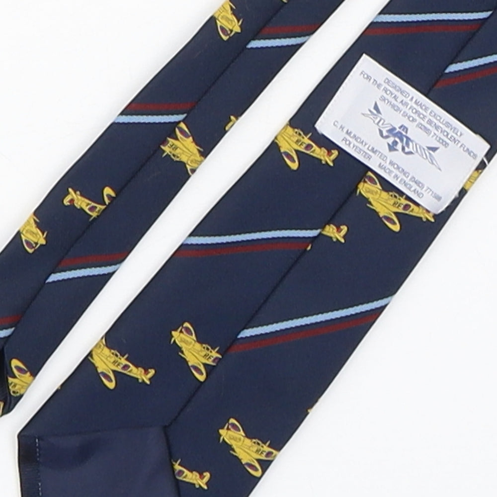 aviation  Mens Blue Striped Polyester Pointed Tie One Size - RAF