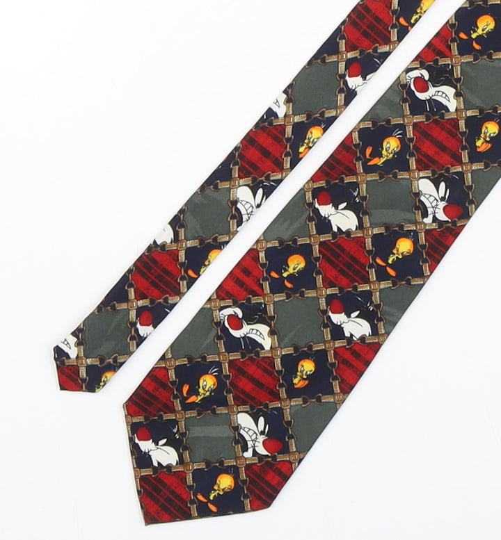 BHS Mens Multicoloured Geometric Polyester Pointed Tie One Size - Tweety Bird