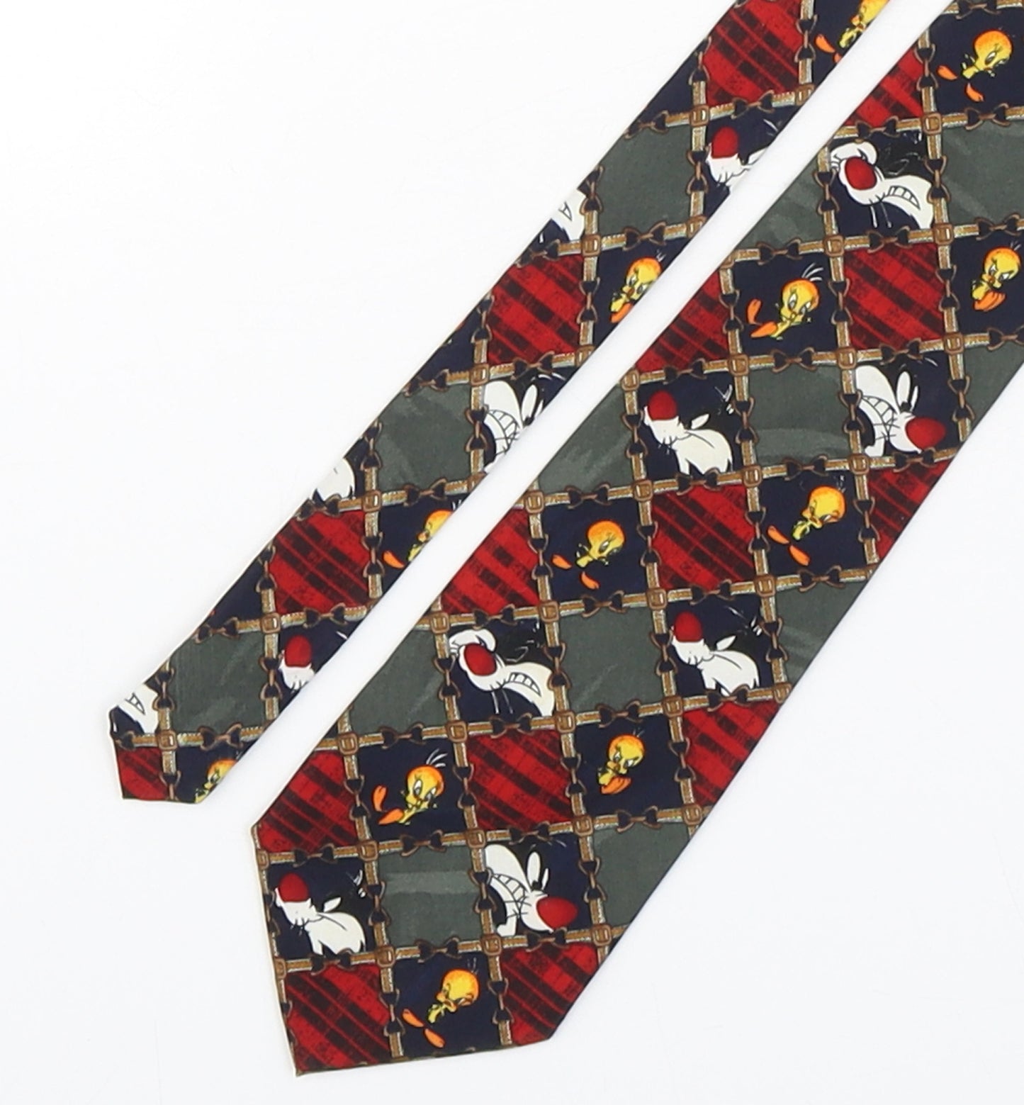 BHS Mens Multicoloured Geometric Polyester Pointed Tie One Size - Tweety Bird