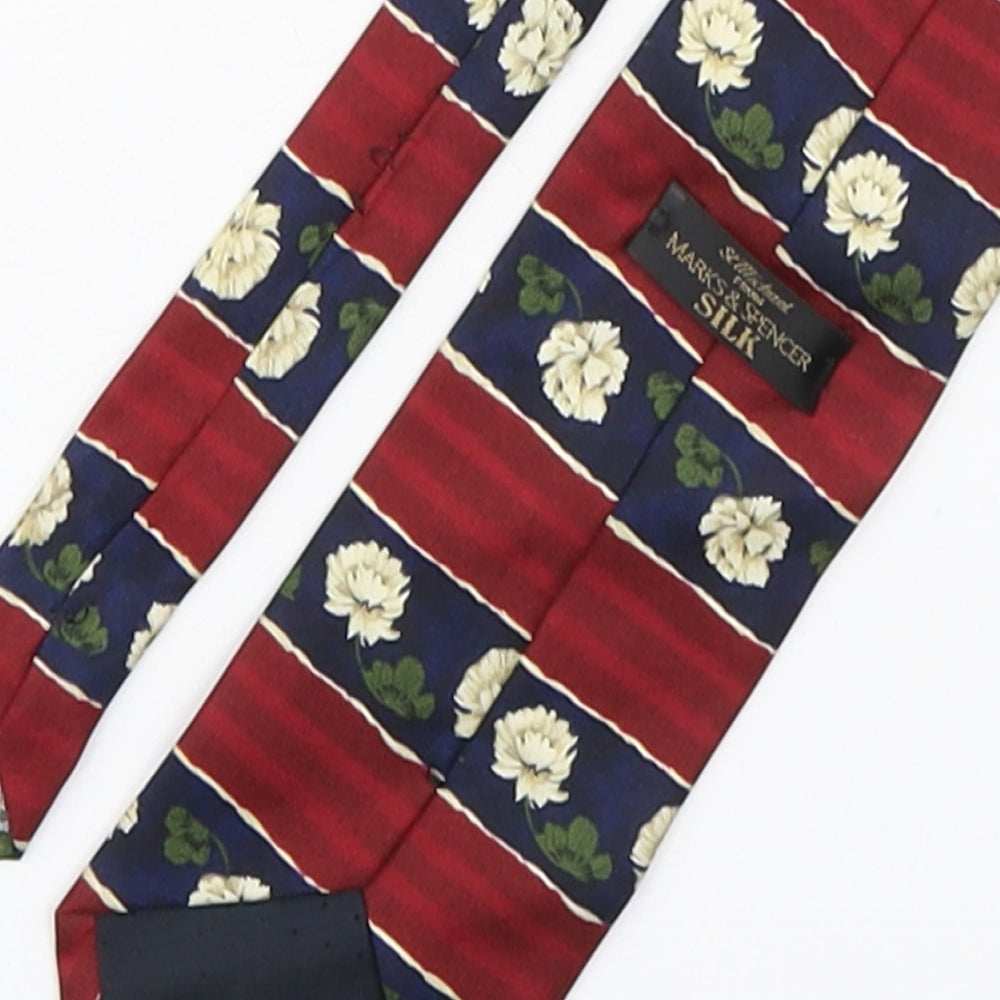 Marks and Spencer Mens Multicoloured Floral Silk Pointed Tie One Size