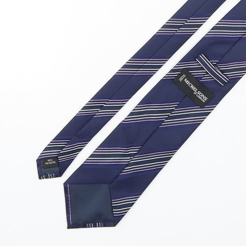 Michelsons Mens Purple Striped Polyester Pointed Tie One Size