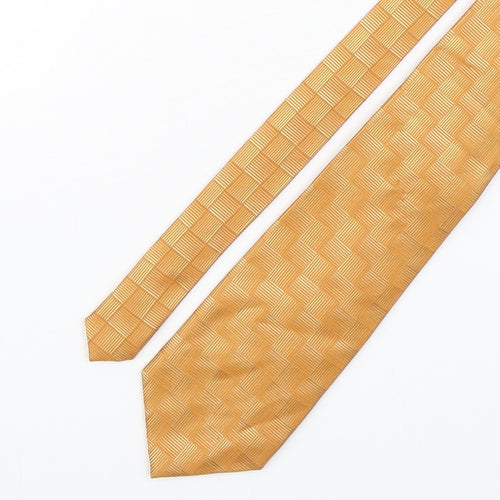 Michaelis Mens Gold Plaids & Checks Silk Pointed Tie One Size
