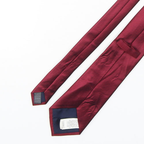 Marks and Spencer Mens Red Striped Polyester Pointed Tie One Size