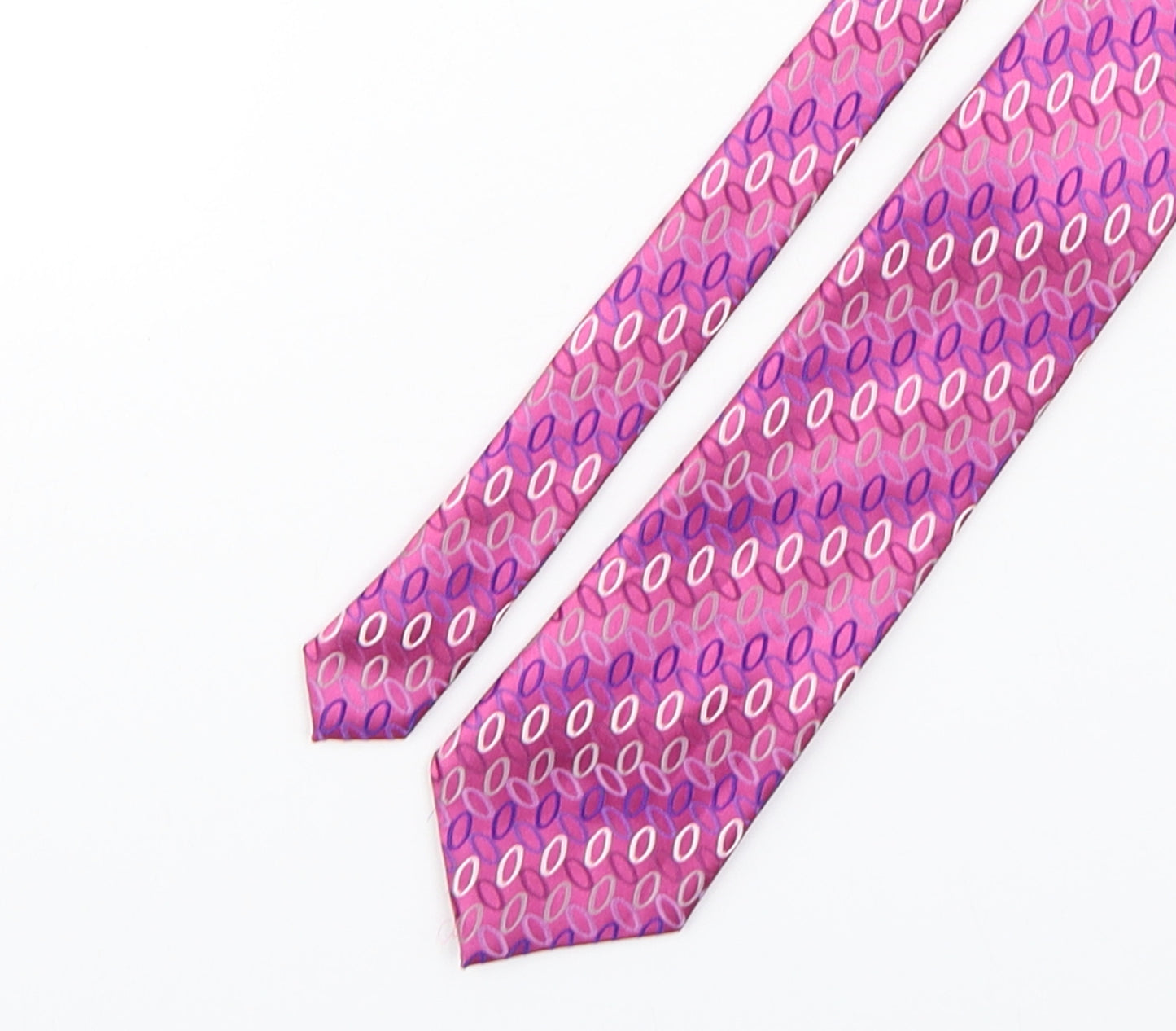 Marks and Spencer Mens Pink Geometric Polyester Pointed Tie One Size