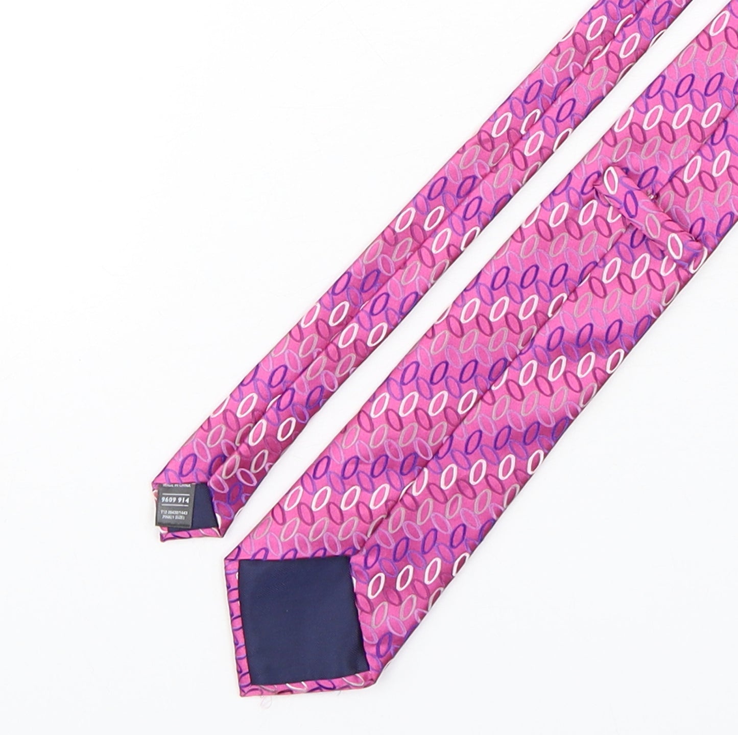 Marks and Spencer Mens Pink Geometric Polyester Pointed Tie One Size