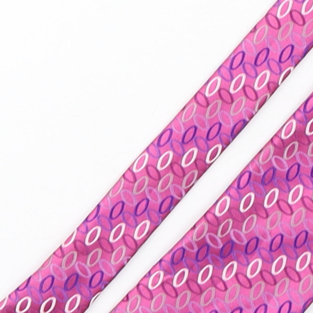 Marks and Spencer Mens Pink Geometric Polyester Pointed Tie One Size