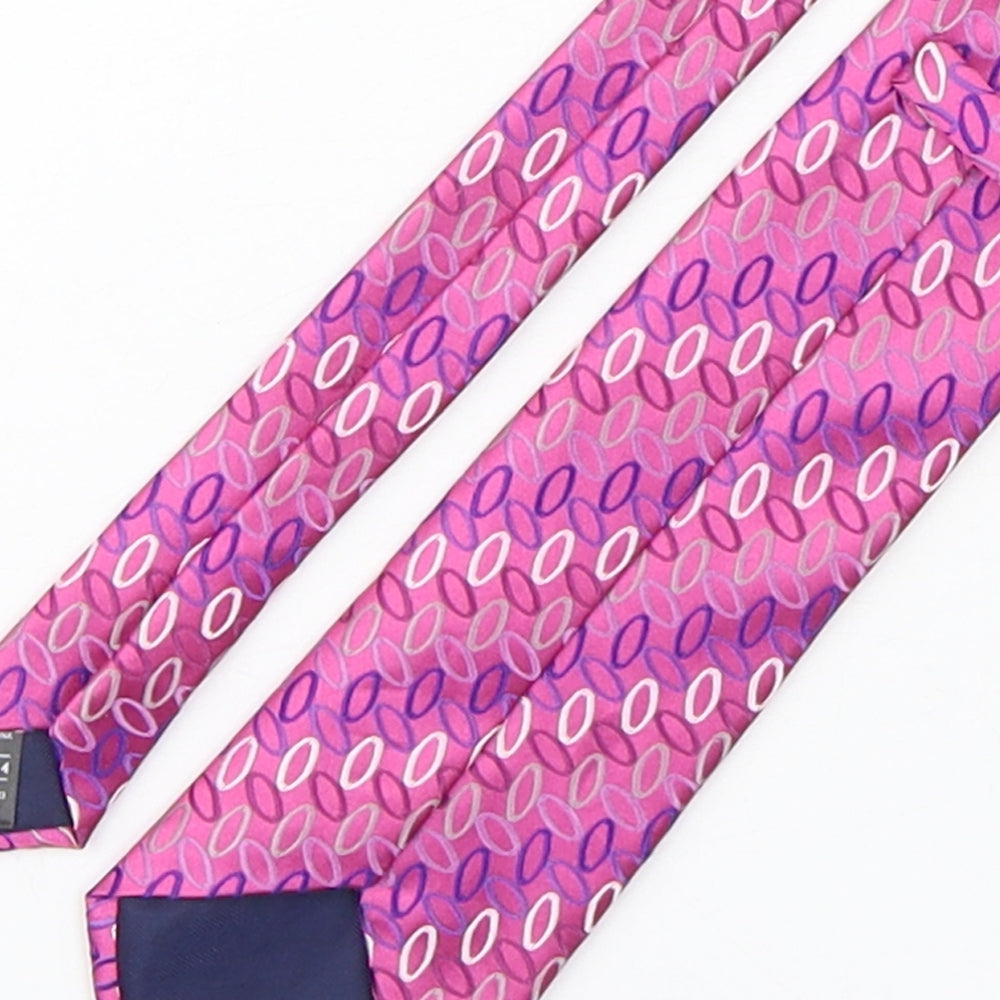 Marks and Spencer Mens Pink Geometric Polyester Pointed Tie One Size