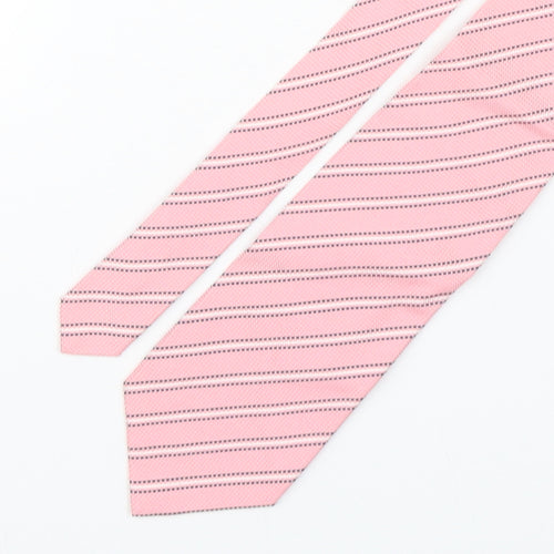 carnaval de venise Mens Pink Striped Silk Pointed Tie One Size
