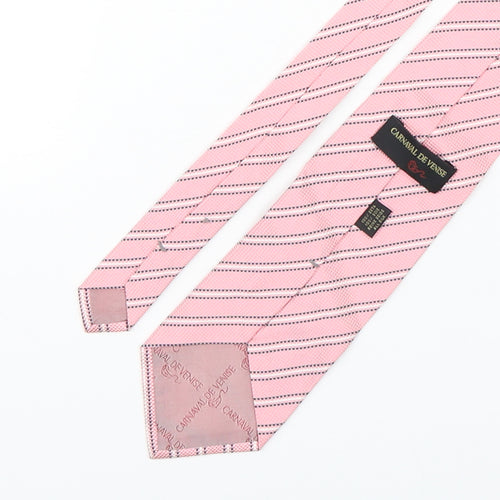carnaval de venise Mens Pink Striped Silk Pointed Tie One Size
