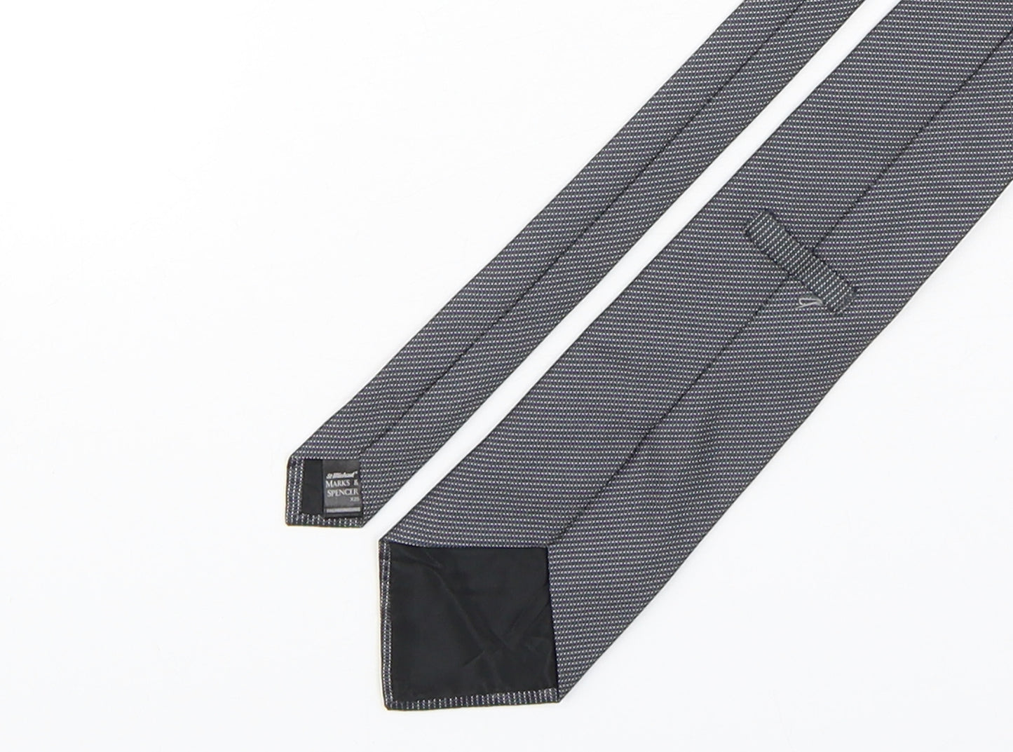Marks and Spencer Mens Grey Geometric Silk Pointed Tie One Size