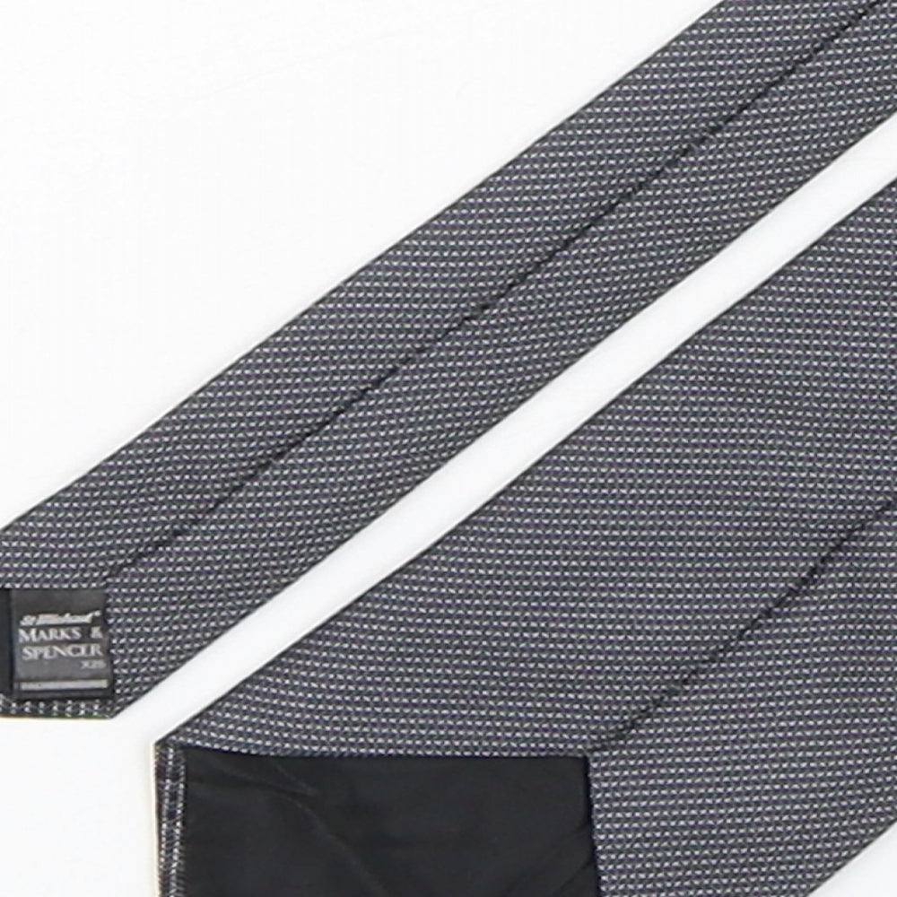 Marks and Spencer Mens Grey Geometric Silk Pointed Tie One Size