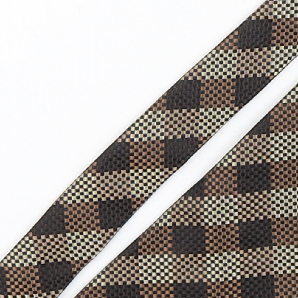 Jeff Banks  Mens Bronze Plaids & Checks Silk Pointed Tie One Size