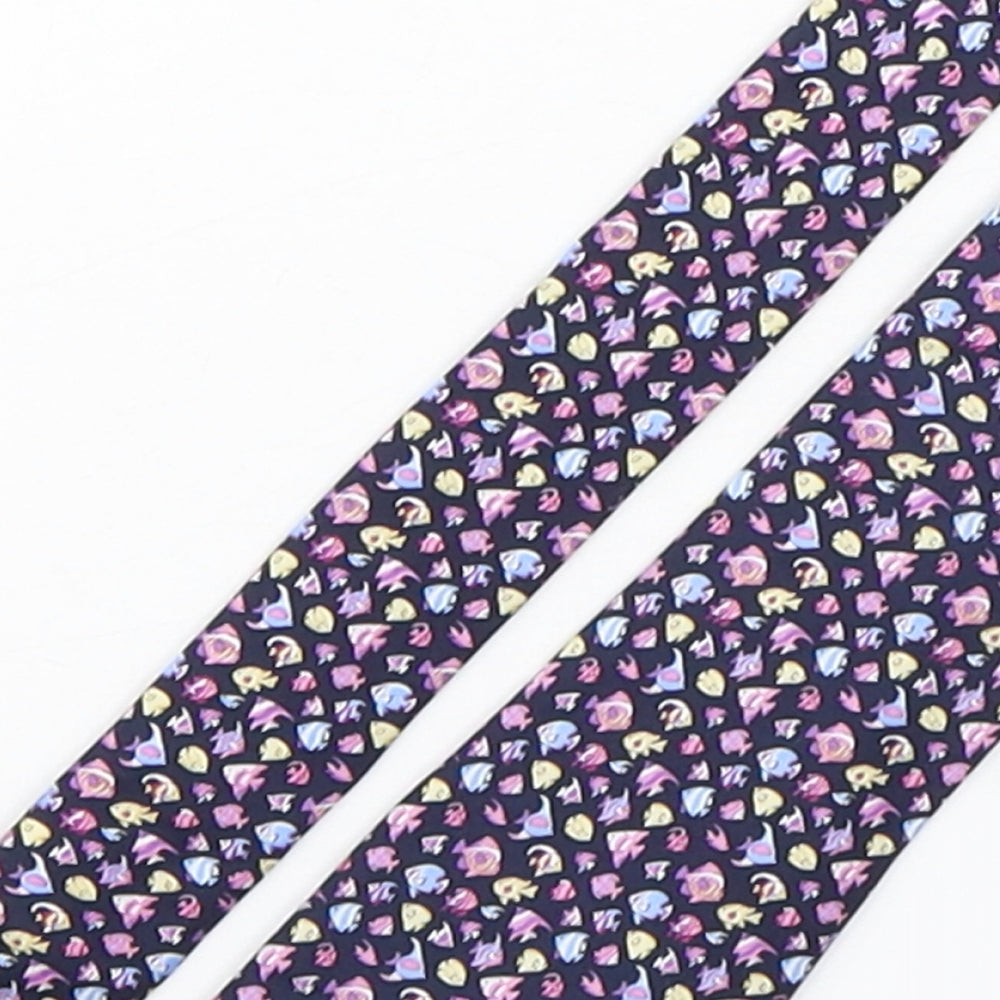 Marks and Spencer Mens Multicoloured Geometric Silk Pointed Tie One Size - fish print