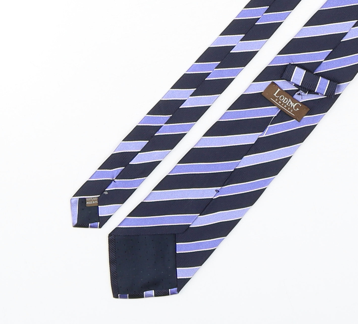 Loding Mens Blue Striped Silk Pointed Tie One Size