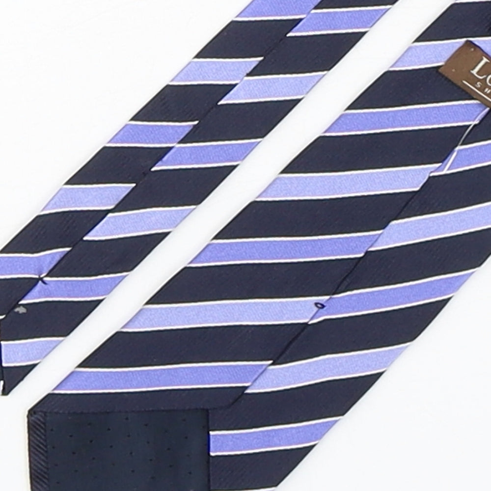 Loding Mens Blue Striped Silk Pointed Tie One Size