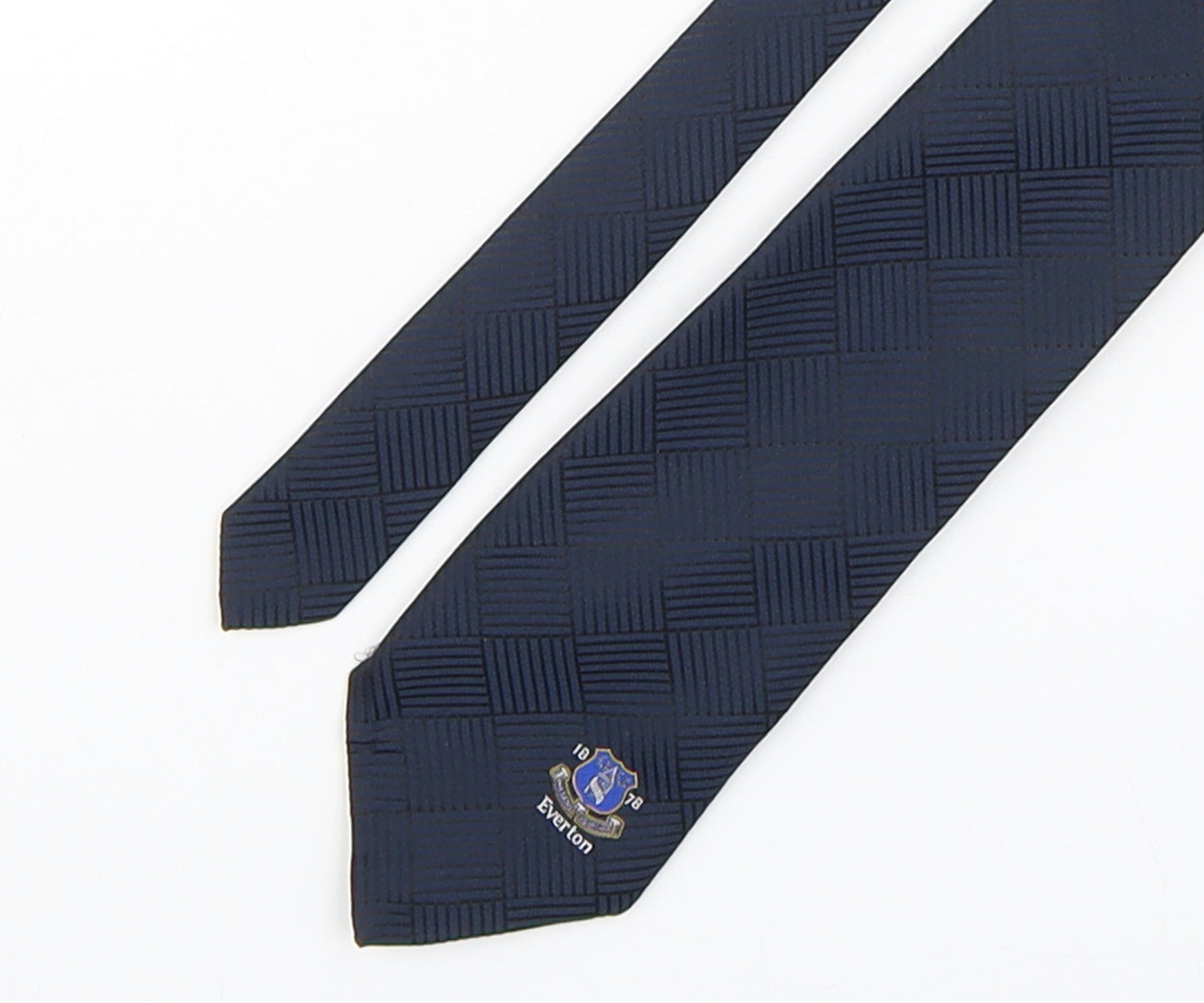 Matthew Alun  Mens Blue Plaids & Checks Polyester Pointed Tie One Size - Everton FC