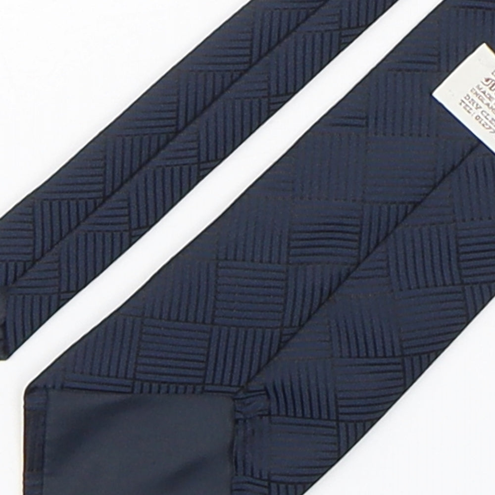 Matthew Alun  Mens Blue Plaids & Checks Polyester Pointed Tie One Size - Everton FC