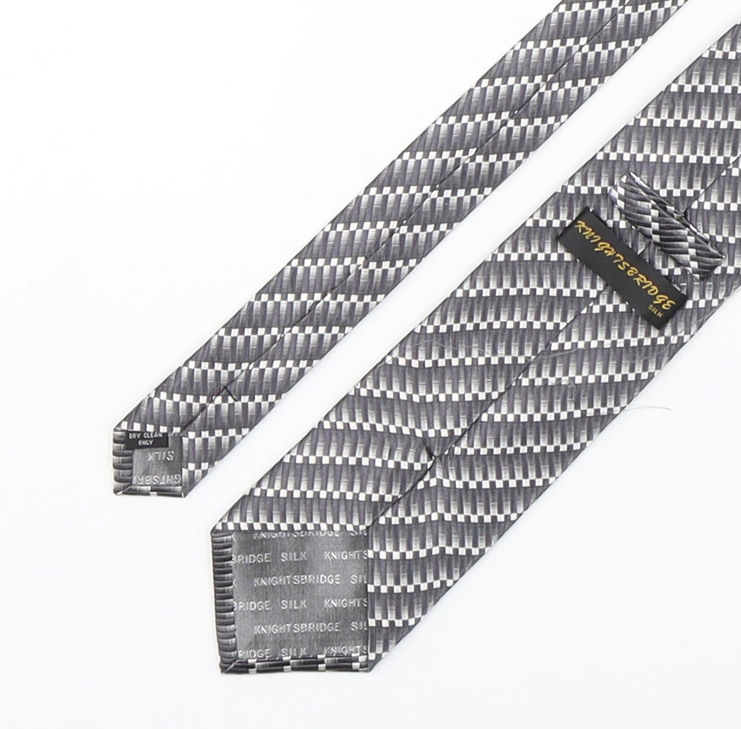 Knightsbridge Mens Grey Geometric Silk Pointed Tie One Size