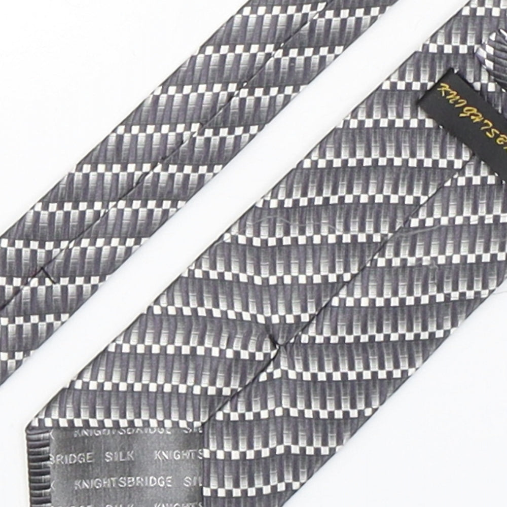 Knightsbridge Mens Grey Geometric Silk Pointed Tie One Size