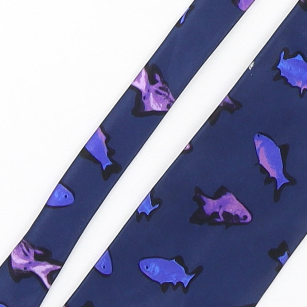 NEXT Mens Multicoloured Geometric Silk Pointed Tie One Size - fish print