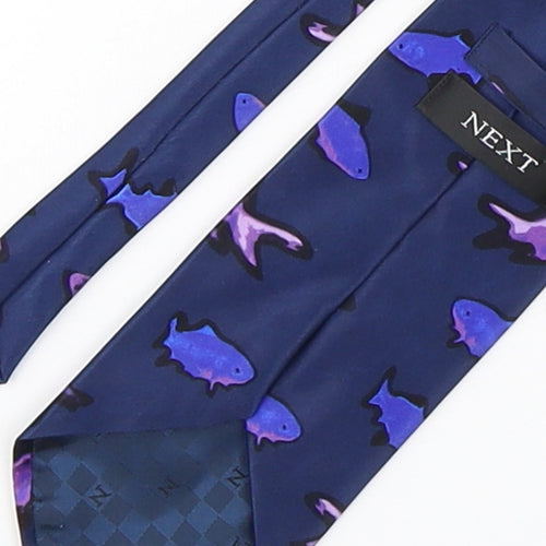 NEXT Mens Multicoloured Geometric Silk Pointed Tie One Size - fish print