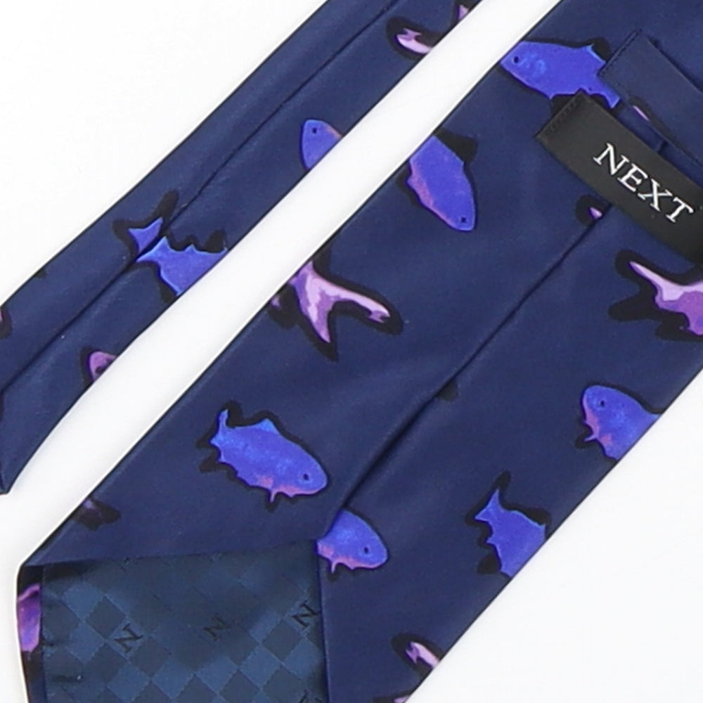 NEXT Mens Multicoloured Geometric Silk Pointed Tie One Size - fish print