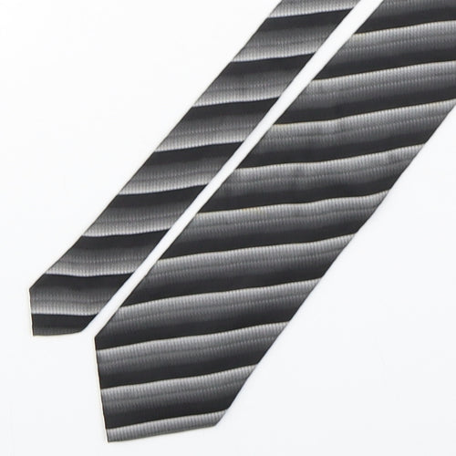 Teddy Folkes Mens Grey Striped Silk Pointed Tie One Size