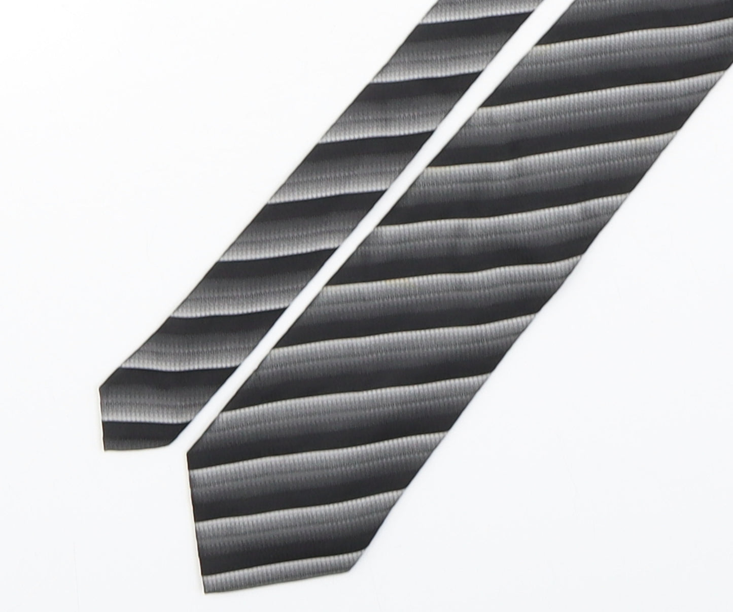 Teddy Folkes Mens Grey Striped Silk Pointed Tie One Size