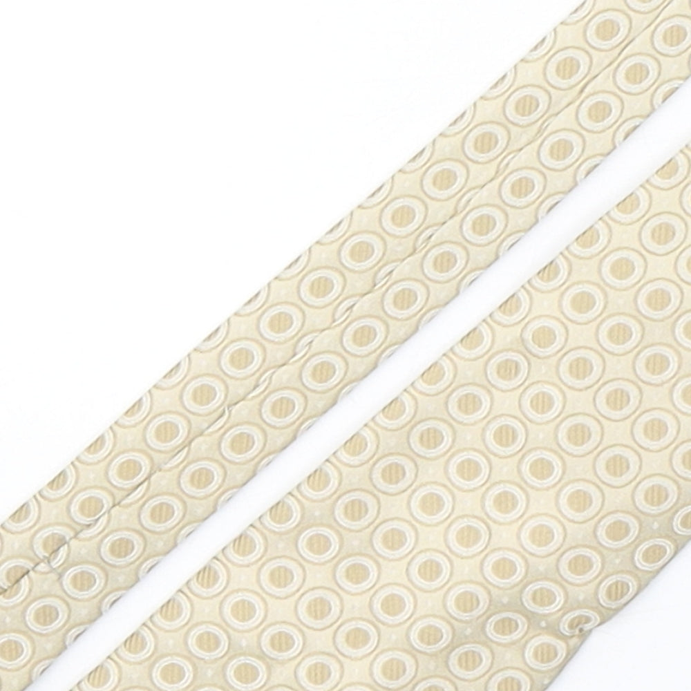 London Red Mens Beige Polka Dot Polyester Pointed Tie One Size