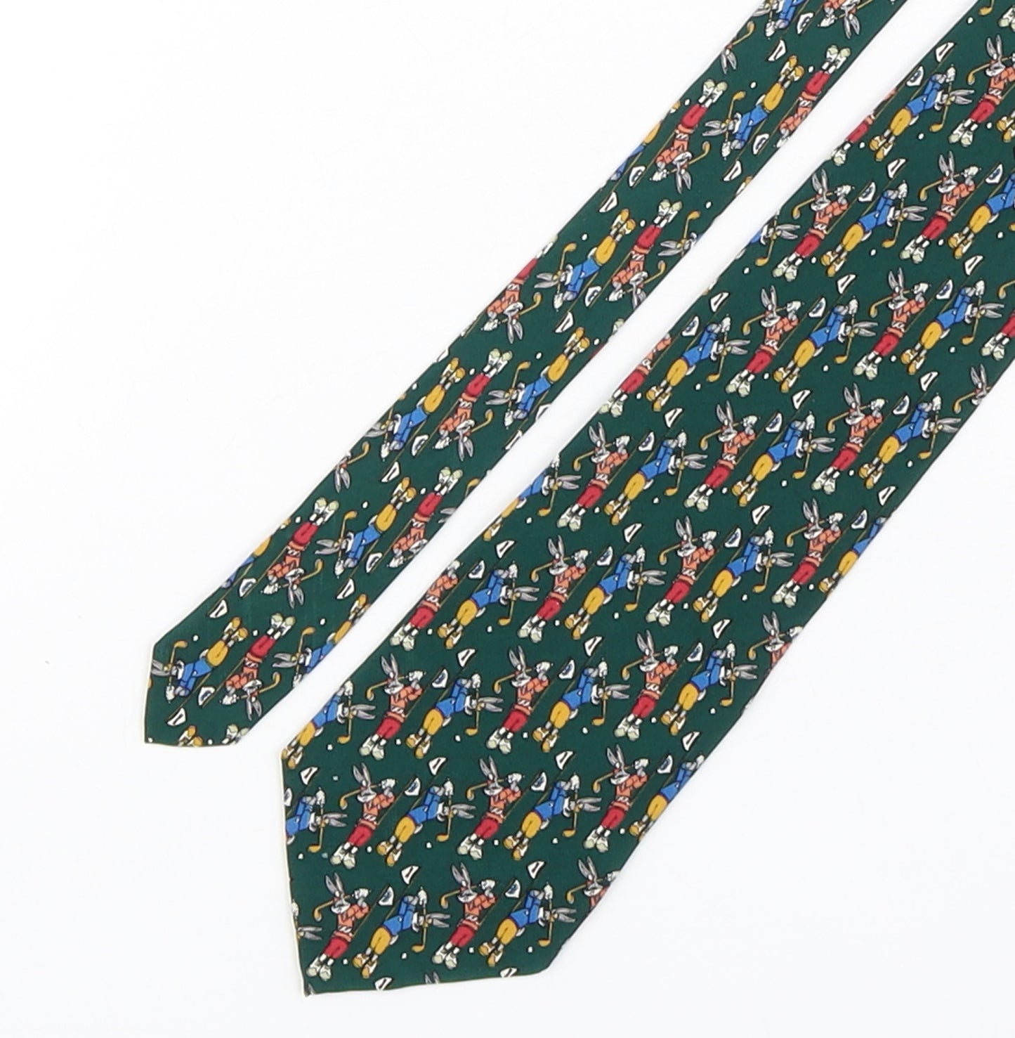 Warner Bros. Interactive Entertainment Mens Multicoloured Geometric Silk Pointed Tie One Size - Bugs Bunny Golfing