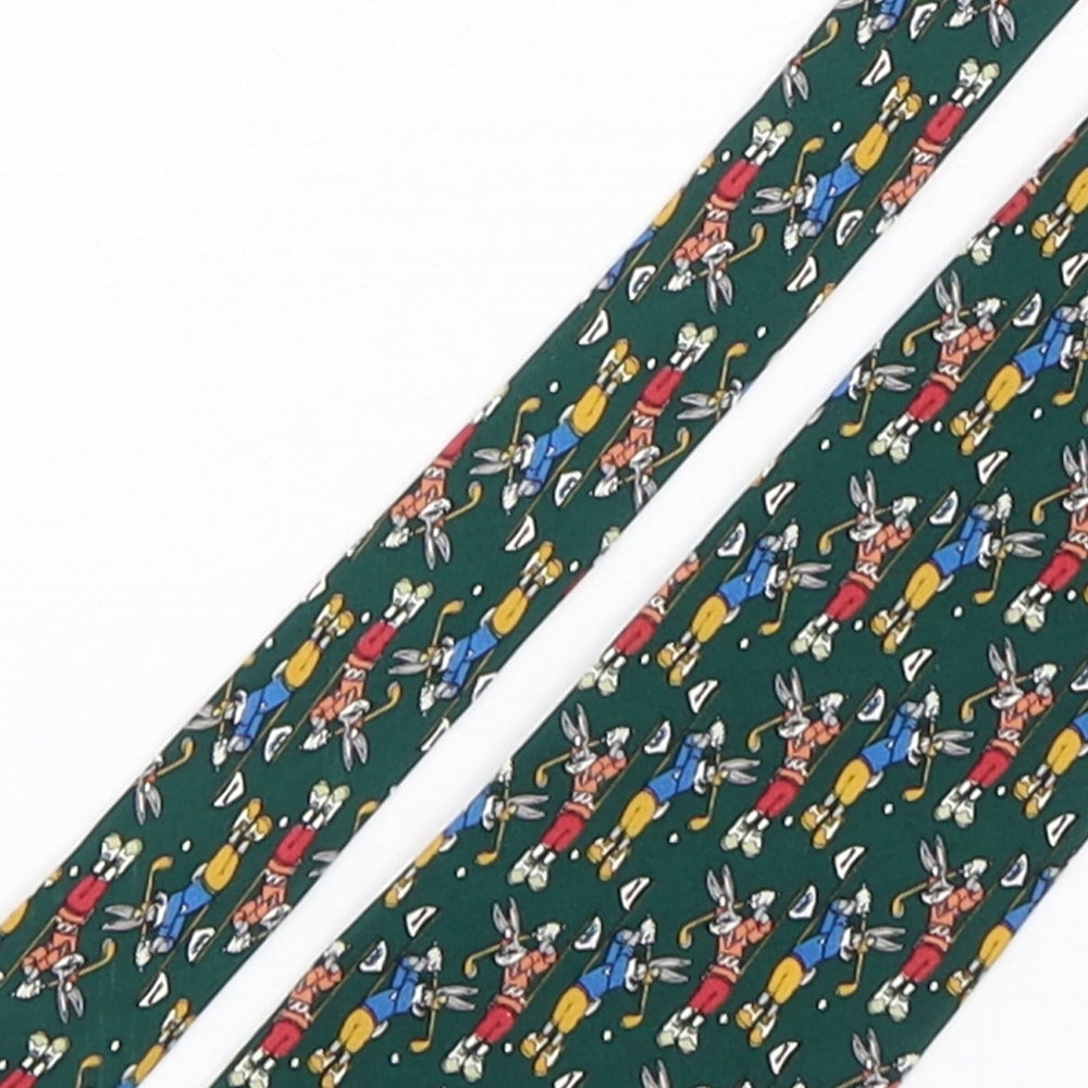 Warner Bros. Interactive Entertainment Mens Multicoloured Geometric Silk Pointed Tie One Size - Bugs Bunny Golfing