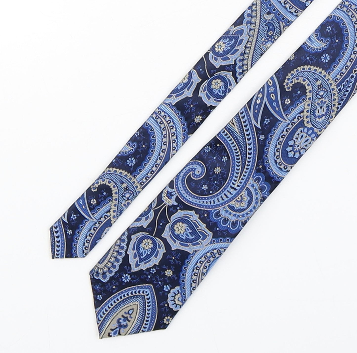 William Hunt Mens Blue Paisley Silk Pointed Tie One Size