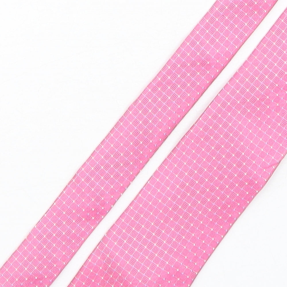 Moss Mens Pink Plaids & Checks Silk Pointed Tie One Size