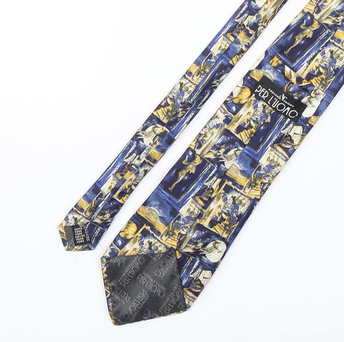 Per L'Uomo Mens Multicoloured Geometric Silk Pointed Tie One Size