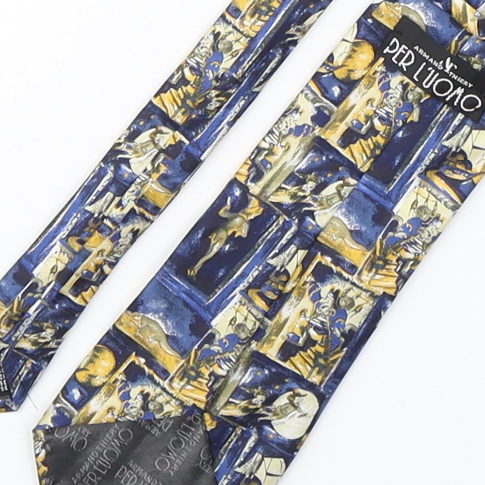 Per L'Uomo Mens Multicoloured Geometric Silk Pointed Tie One Size