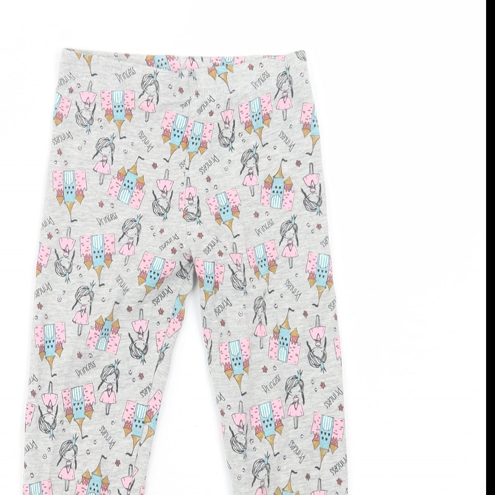 Matalan Girls Grey Geometric Cotton Jogger Trousers Size 5-6 Years  Regular  - Princess