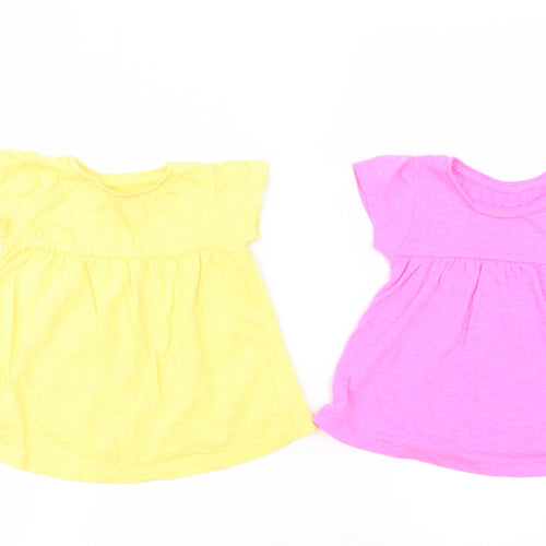 Dunnes Stores Baby Pink  Polyester Basic T-Shirt Size 12-18 Months Crew Neck Pullover - Set