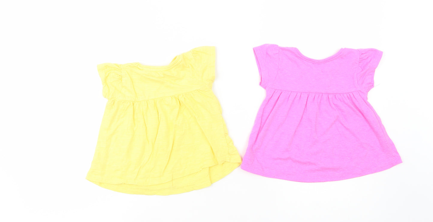 Dunnes Stores Baby Pink  Polyester Basic T-Shirt Size 12-18 Months Crew Neck Pullover - Set