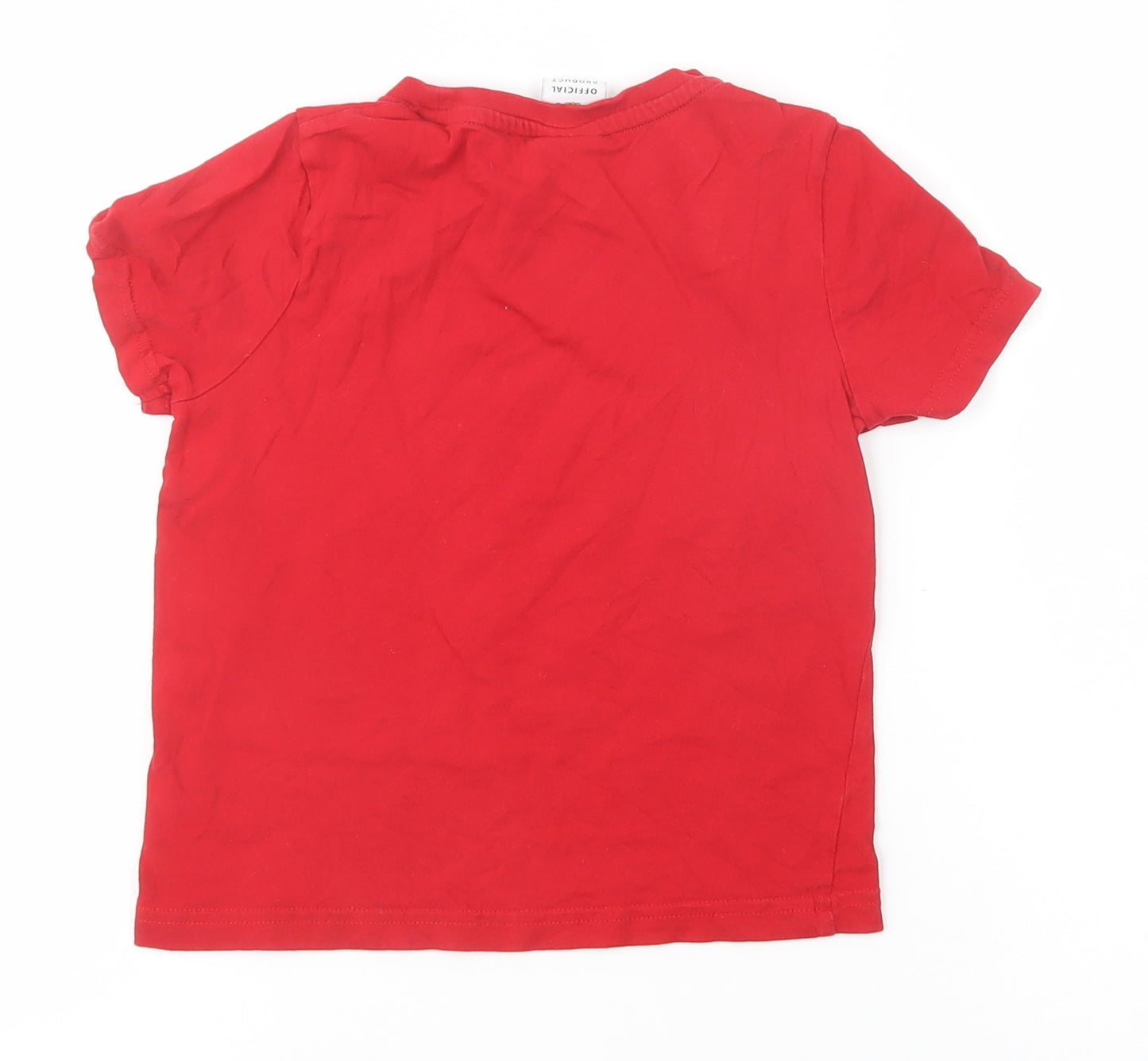F&F Boys Red  Cotton Jersey T-Shirt Size 5-6 Years Crew Neck Pullover - Manchester United FC