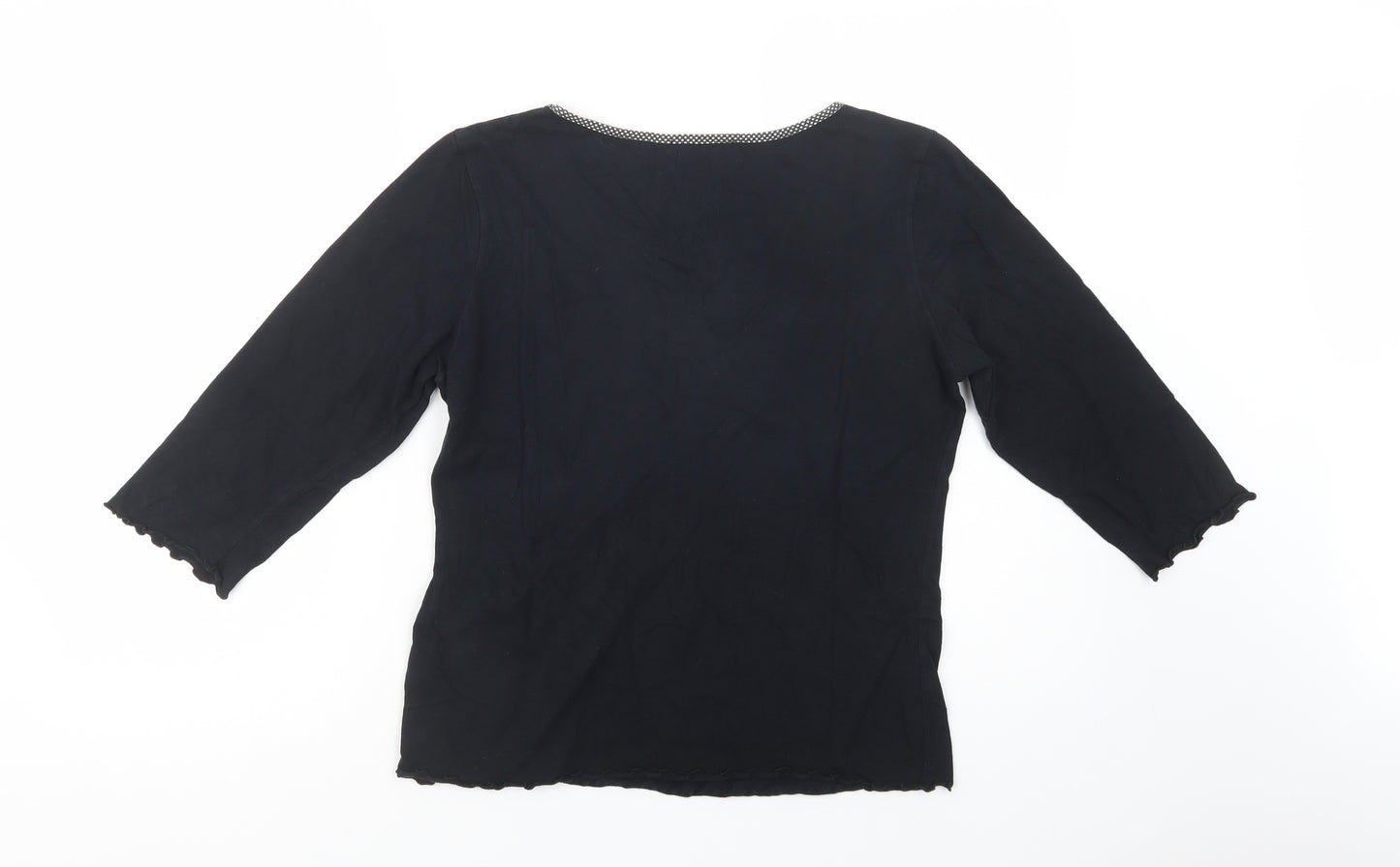 Marks and Spencer Womens Black  Cotton Basic Polo Size 12 V-Neck
