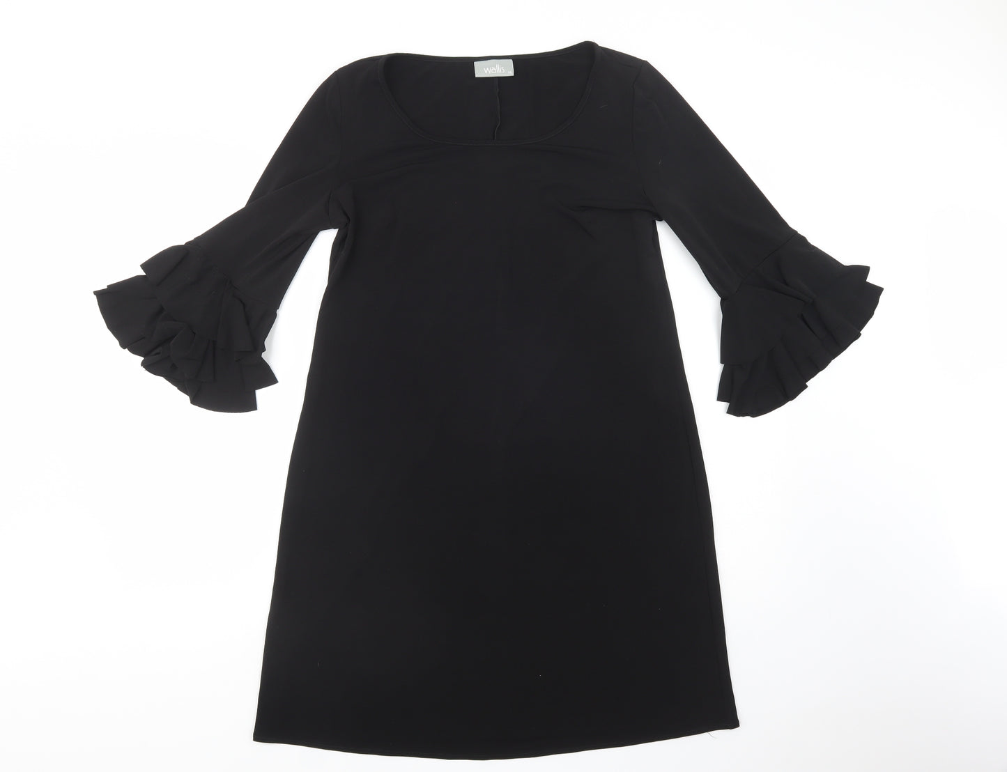 Wallis Womens Black  Polyester Shift  Size 14  Scoop Neck Pullover