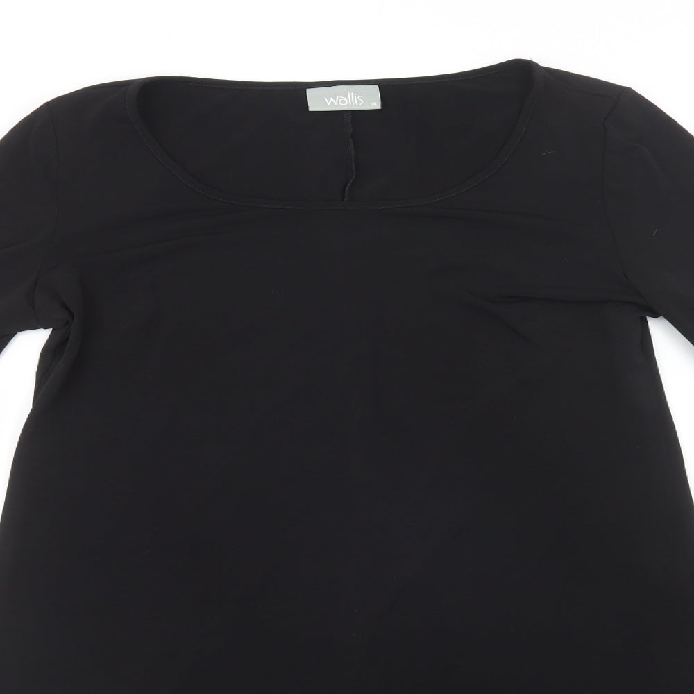Wallis Womens Black  Polyester Shift  Size 14  Scoop Neck Pullover