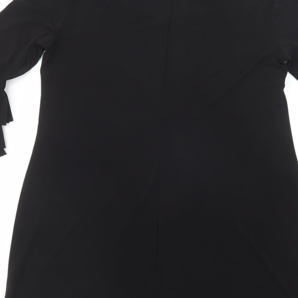 Wallis Womens Black  Polyester Shift  Size 14  Scoop Neck Pullover