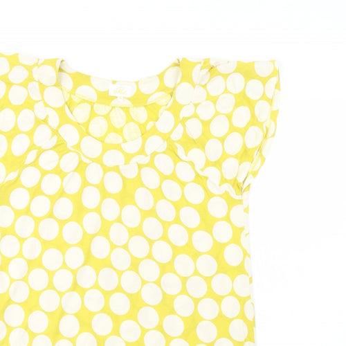 NEXT Womens Green Polka Dot Lyocell Tunic Blouse Size 14 Scoop Neck