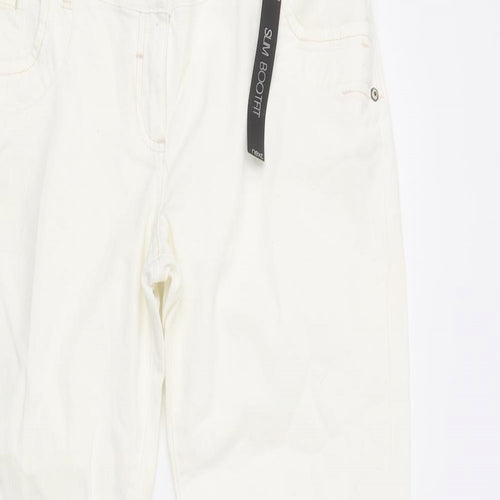 NEXT Womens White  Cotton Bootcut Jeans Size 12 L31 in Regular Button