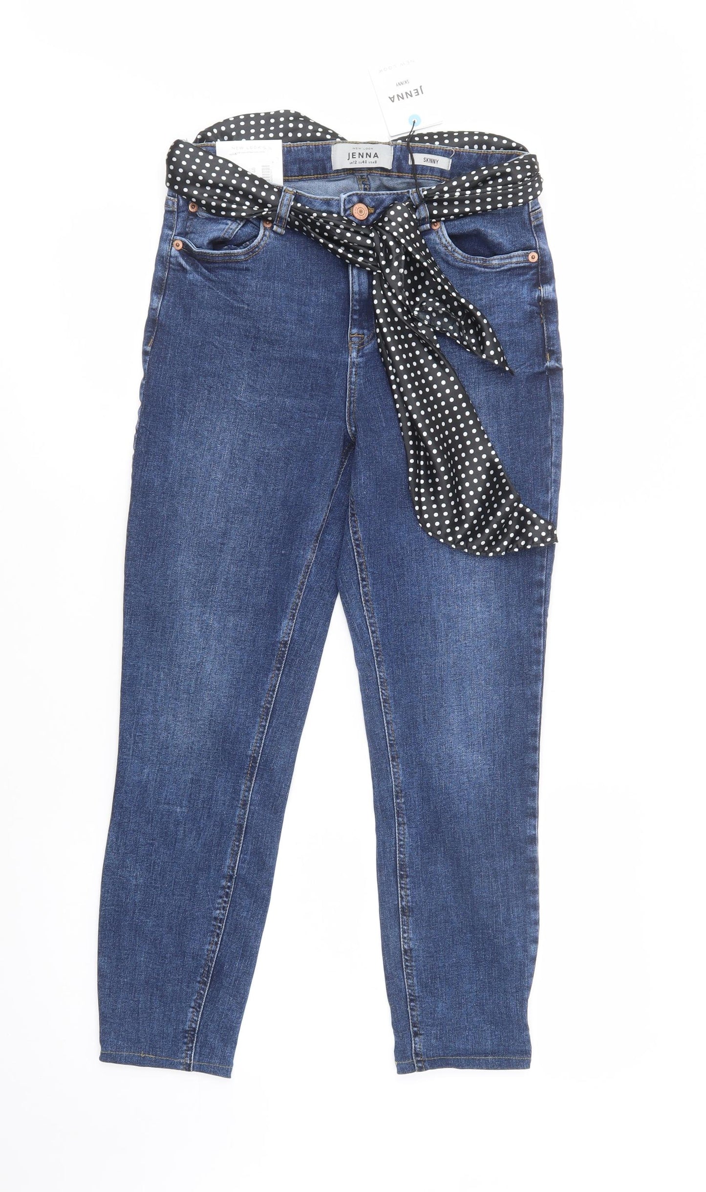 New Look Womens Blue  Cotton Skinny Jeans Size 12 L27 in Regular Button