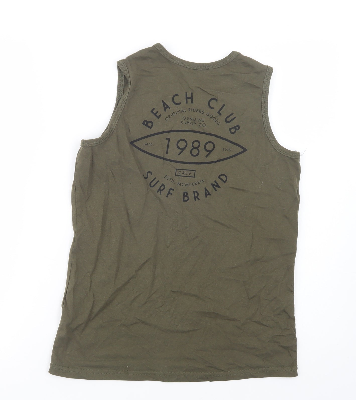 Primark Boys Green  Cotton Basic Tank Size 12-13 Years Crew Neck Pullover