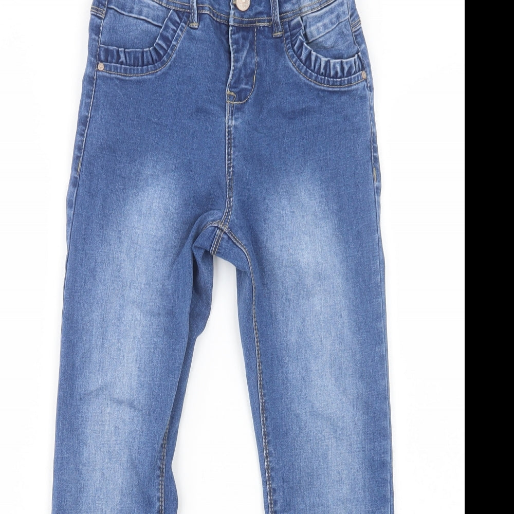 name it Girls Blue  Cotton Straight Jeans Size 8 Years  Regular Button