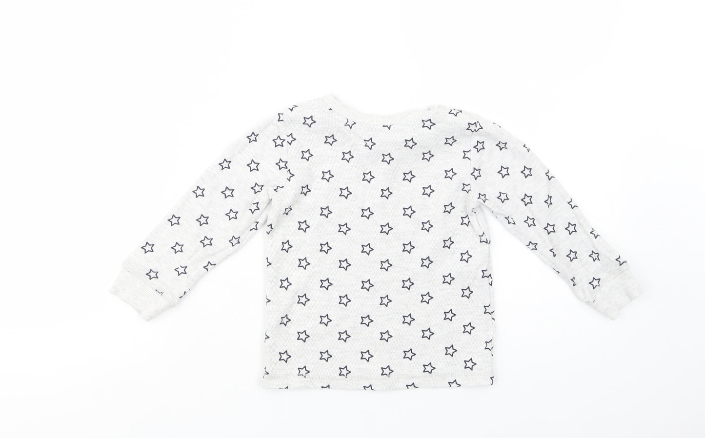 Dunnes Stores Boys Grey Geometric Cotton Basic T-Shirt Size 2-3 Years Crew Neck Pullover - Star Print